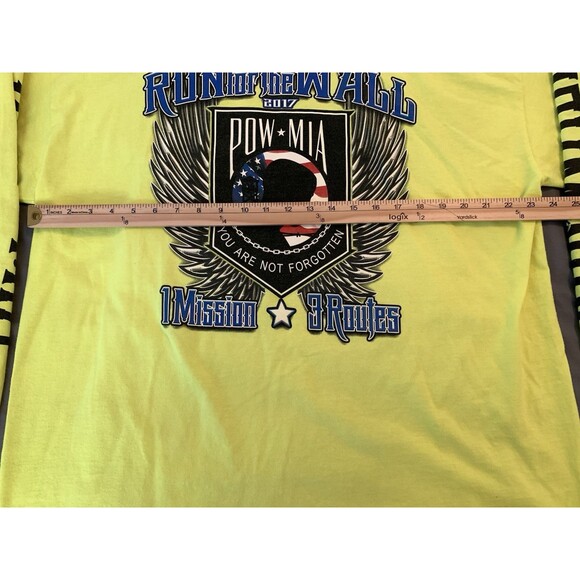2017 Run for the Wall POW MIA 2XL Long Sleeve T-Shirt Biker Military Hi-Vis FLAW - Picture 4 of 10
